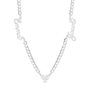 Thumbnail Image 1 of Sterling Silver CZ Two Name Script Center Heart Curb Chain - 18 in.