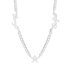 Thumbnail Image 1 of Sterling Silver CZ Two Name Script Center Star Curb Chain - 18 in.