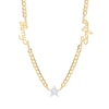 Thumbnail Image 0 of 14K Gold Plated CZ Two Name Script Center Star Two-Tone Curb Chain - 18 in.