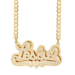 14K Gold Plated Diamond Accent Double Plated Bold Name Two-Tone Curb Chain - 18&quot;