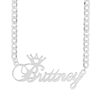 Thumbnail Image 0 of Sterling Silver Cursive Crown Name Curb Chain - 18"