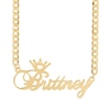 Thumbnail Image 0 of 14K Gold Plated Cursive Crown Name Curb Chain - 18"