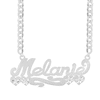 Thumbnail Image 1 of Sterling Silver Diamond Cut Script Hearts Nameplate Curb Chain - 18&quot;