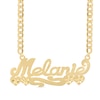 Thumbnail Image 0 of ​​​​​​​14K Gold Plated Diamond Cut Script Hearts Nameplate Curb Chain - 18"