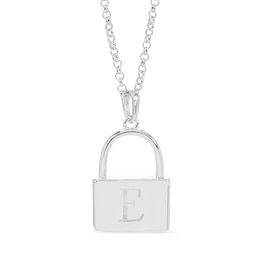 Sterling Silver Initial Lock Pendant Necklace - 18&quot;