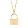 Thumbnail Image 1 of 14K Gold Plated Initial Lock Pendant Necklace - 18&quot;