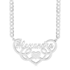 Thumbnail Image 1 of Sterling Silver Script Heart Swirl Nameplate Curb Chain - 18&quot;