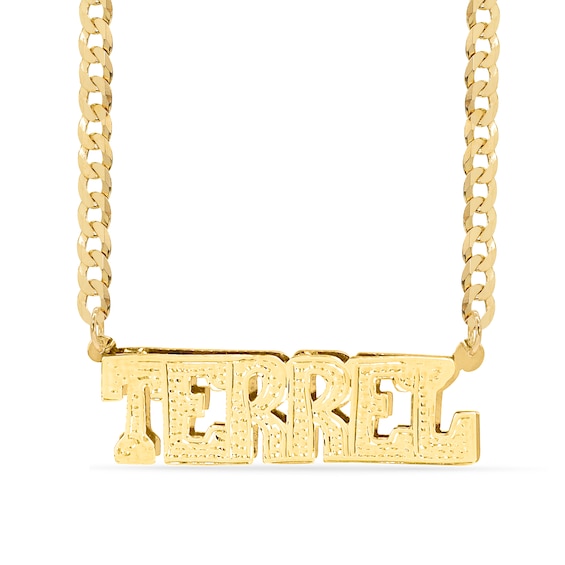 14K Gold Plated Block Letter Name Curb Chain - 20"