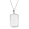 Thumbnail Image 0 of Sterling Silver CZ Initial Dog Tag Pendant Necklace - 18"