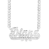 Thumbnail Image 1 of Sterling Silver 1/10 CT. T.W. Diamond Script with Heart Nameplate Curb Chain - 18&quot;