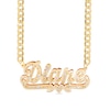 Thumbnail Image 1 of 14K Gold Plated 1/10 CT. T.W. Diamond Script with Heart Nameplate Curb Chain - 18&quot;