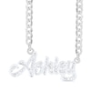 Thumbnail Image 1 of Sterling Silver 1/10 CT. T.W. Diamond Name Curb Chain - 18&quot;