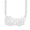 Thumbnail Image 1 of Sterling Silver 1/10 CT. T.W. Diamond Script Nameplate with Hearts Curb Chain - 18&quot;