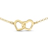 Thumbnail Image 0 of 14K Gold Plated Two Name Interlocking Hearts Bracelet - 7"
