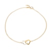 Thumbnail Image 1 of 14K Gold Plated Two Name Interlocking Hearts Anklet - 10"