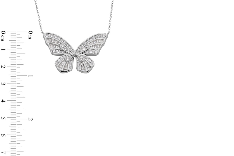 Main Image 3 of Sterling Silver CZ Butterfly Pendant Necklace - 16&quot; + 2&quot;