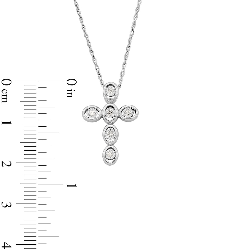 Main Image 4 of Sterling Silver 1/20 CT. T.W. Diamond Bezel Set Cross Pendant Necklace - 18&quot;