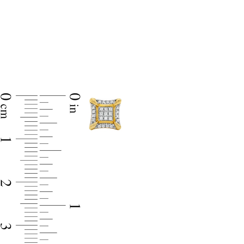 Main Image 3 of 10K Solid Gold 1/6 CT. T.W. Diamond Cornered Raised Studs