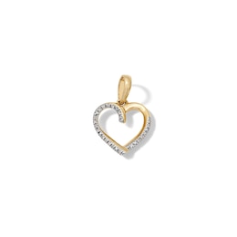 14K Gold Plated Diamond Accent Small Heart Outline Necklace Charm