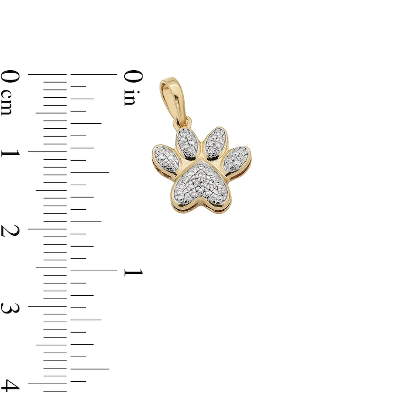 ​​​​​​​​​​​​​​14K Gold Plated 1/20 CT. T.W. Diamond Small Paw Necklace Charm