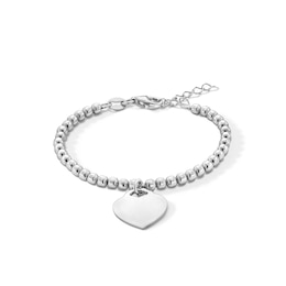 Child's Sterling Silver Bead Chain Bracelet with Heart - 5&quot; + 1&quot;