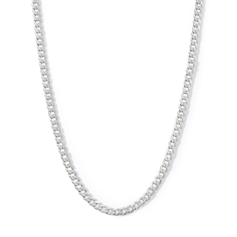 Main Image 1 of Child's Sterling Silver Diamond-Cut Curb Chain Made in Italy - 15&quot;