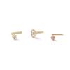 Thumbnail Image 0 of 14K Solid Gold CZ Three Piece Nose Stud Set - 22G 1/4"