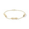 Thumbnail Image 1 of 10K Solid Gold Bamboo Station Wheat Chain Bracelet - 7.5&quot;