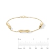 Thumbnail Image 3 of 10K Solid Gold Bamboo Station Wheat Chain Bracelet - 7.5&quot;