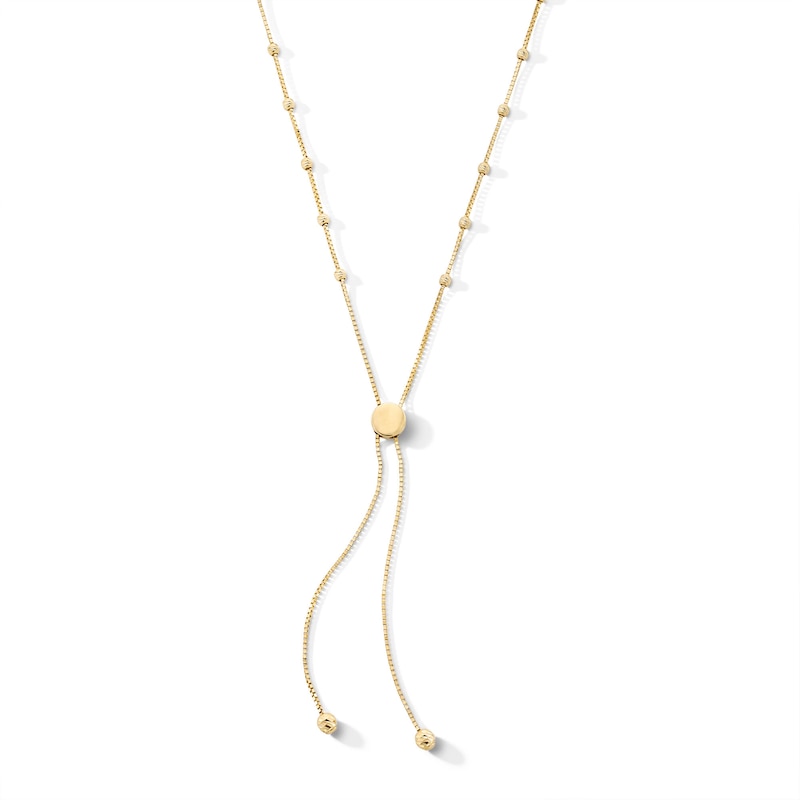 Main Image 1 of 10K Solid Gold Diamond-Cut Adjustable Saturn Chain - 20&quot;