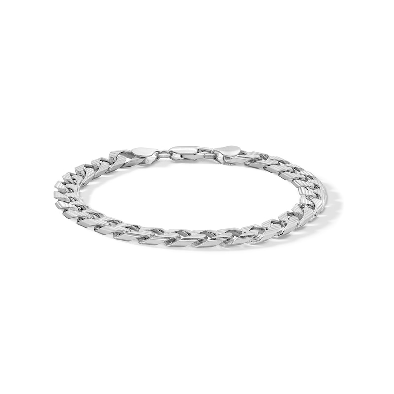 Main Image 1 of Sterling Silver Diamond-Cut Curb Chain Bracelet Made in Italy - 8.5&quot;