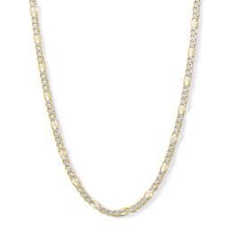 10K Solid Gold Diamond-Cut Figaro Chain Made in Italy - 20&quot;