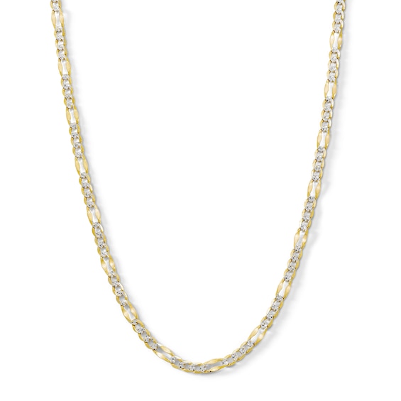 10K Solid Gold Diamond-Cut Figaro Chain Made in Italy - 20"