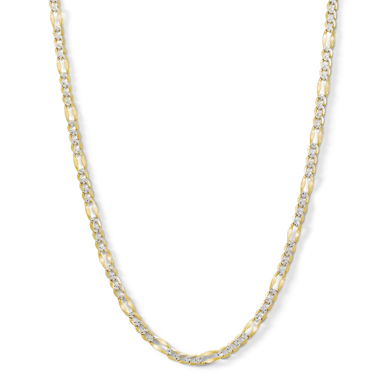 Main Image 1 of 10K Solid Gold Diamond-Cut Figaro Chain Made in Italy - 20&quot;