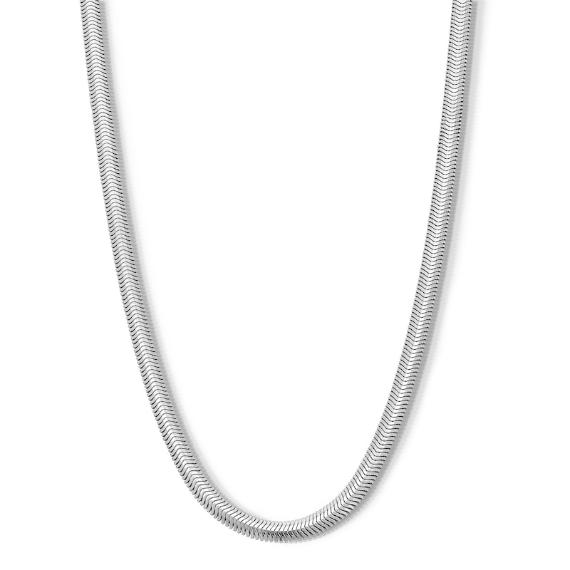 Main Image 1 of Sterling Silver Diamond-Cut Oval Snake Chain Made in Italy - 18&quot;