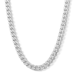 Sterling Silver Diamond-Cut Hammered Curb Chain Made in Italy - 22&quot;