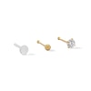 Thumbnail Image 0 of 14K Hollow and Semi-Solid Gold CZ Nose Stud Set - 24G