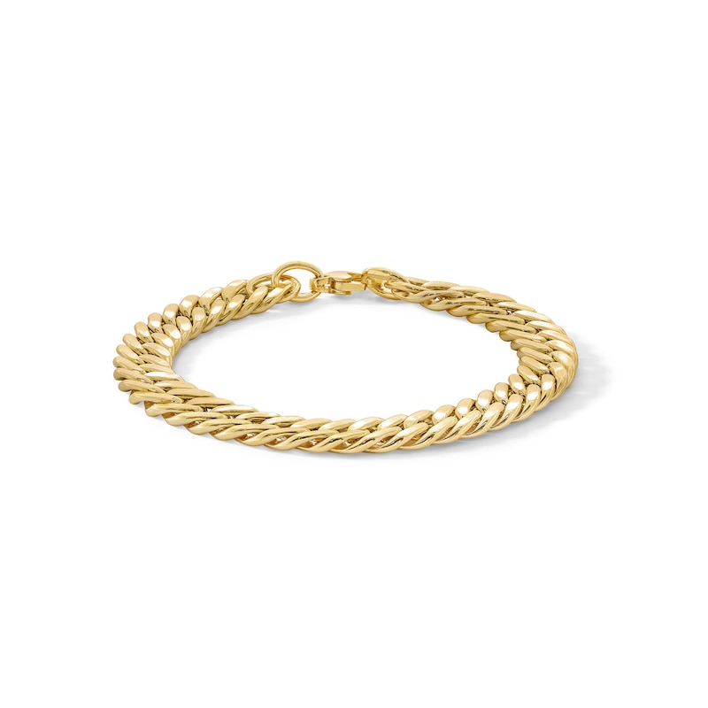 Main Image 1 of 10K Hollow Gold Flat Grumetta Chain Bracelet Made in Italy - 8.5&quot;