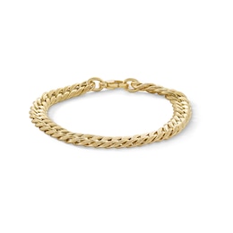 ​​​​​​​10K Hollow Gold Diamond-Cut Cuban Grumetta Chain Bracelet Made in Italy - 7.5&quot;