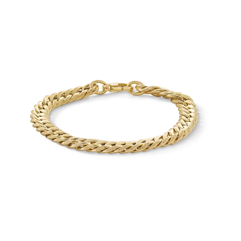 Main Image 1 of ​​​​​​​10K Hollow Gold Diamond-Cut Cuban Grumetta Chain Bracelet Made in Italy - 7.5&quot;