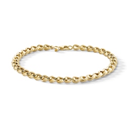 10K Hollow Gold Square Open Curb Chain Bracelet Made in Italy - 7.5&quot;