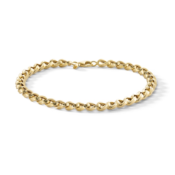 10K Hollow Gold Square Open Curb Chain Bracelet Made in Italy - 7.5"