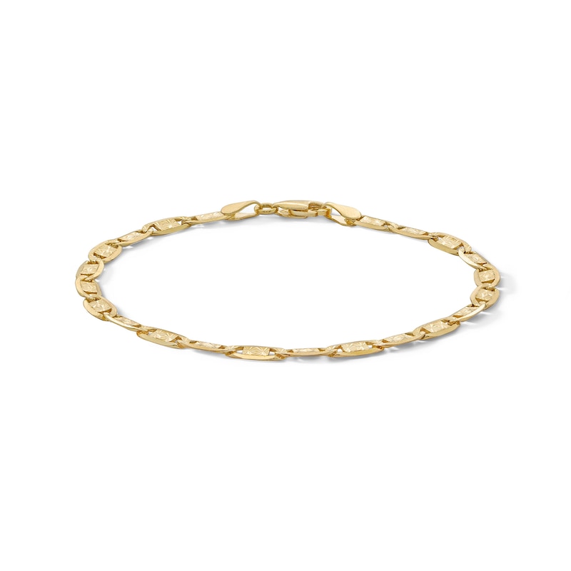 Main Image 1 of 10K Solid Gold Diamond-Cut Valentino Chain Bracelet Made in Italy - 7.5&quot;