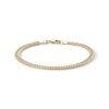 Thumbnail Image 1 of 10K Hollow Gold Diamond-Cut Double Curb Chain Bracelet Made in Italy - 7.5&quot;