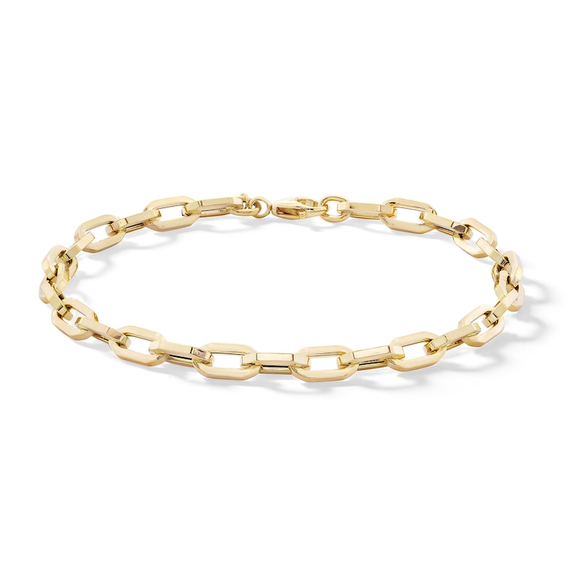 10K Hollow Gold Prisma Link Chain Bracelet Made in Italy - 8.5"