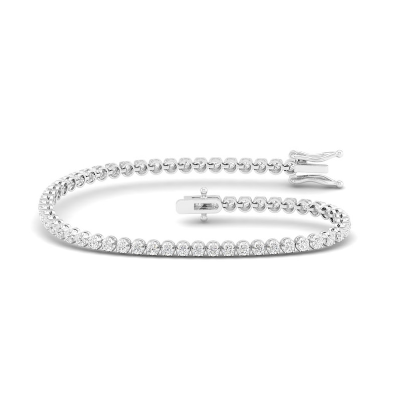 Main Image 1 of 10K Solid White Gold 2 CT. T.W. Lab-Created Diamond Tennis Bracelet - 7.25&quot;