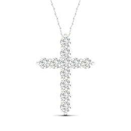 10K White Gold 1 CT. T.W. Lab-Created Diamond Medium Cross Pendant - 16&quot; + 2&quot;