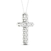 Thumbnail Image 2 of 10K White Gold 1 CT. T.W. Lab-Created Diamond Medium Cross Pendant - 16&quot; + 2&quot;