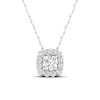 Thumbnail Image 1 of 10K White Gold 1/4 CT. T.W. Lab-Created Diamond Halo Cube Necklace - 18&quot;