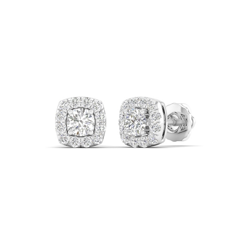 Main Image 1 of 10K Solid White Gold 1/2 CT. T.W. Lab-Created Diamond Small Halo Studs